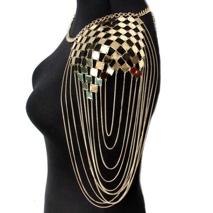 MANILAI Bohemian Punk Statement Necklaces Collar Shoulder Chain Long Necklaces & Pendants Women Sexy Statement Body Jewelry