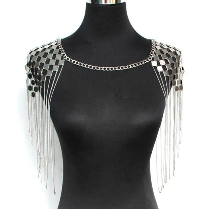 MANILAI Bohemian Punk Statement Necklaces Collar Shoulder Chain Long Necklaces & Pendants Women Sexy Statement Body Jewelry