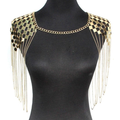 MANILAI Bohemian Punk Statement Necklaces Collar Shoulder Chain Long Necklaces & Pendants Women Sexy Statement Body Jewelry
