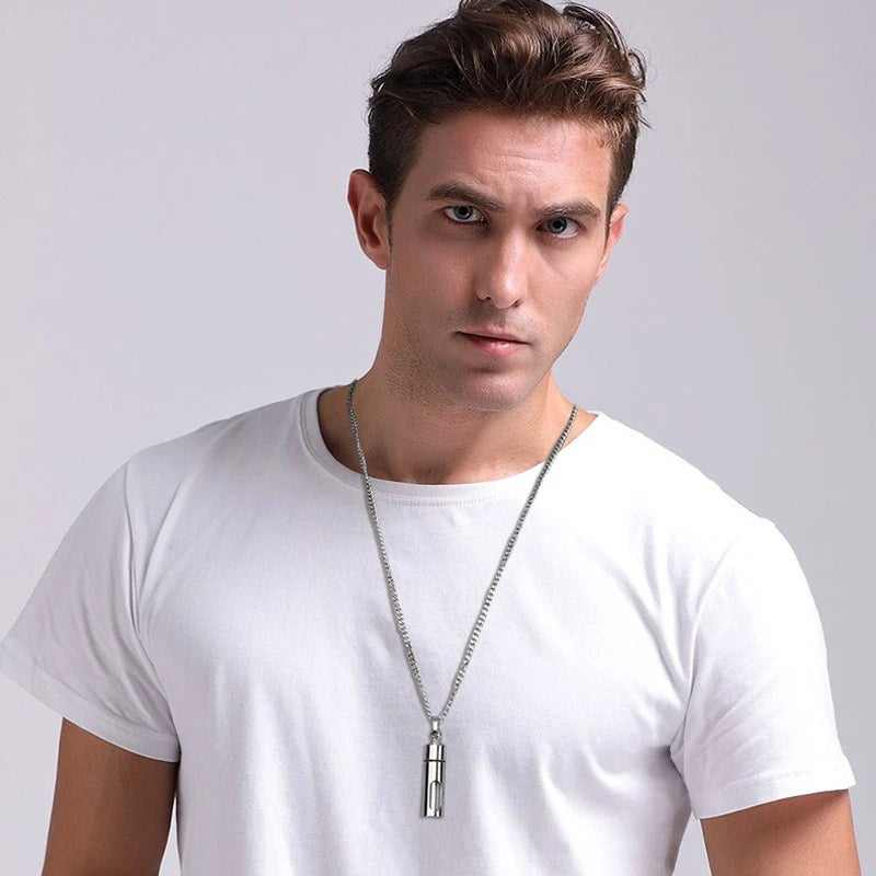 Vnox Hollow Tube Pendant for Men Women Stainless Steel Cremation Keepsake Urn Necklaces Memorial Jewelry