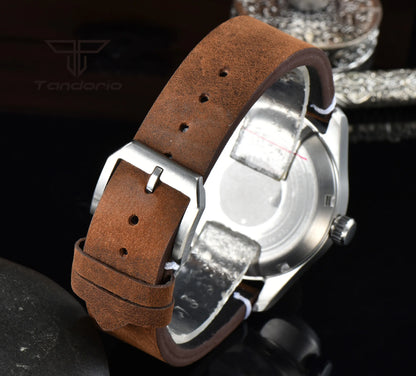 Tandorio 39mm 20BAR Dive Pilot Men's Automatic Steel Watch NH35 Miyota 8215 PT5000 Mechanical AR Sapphire Wristwatch Green Lume