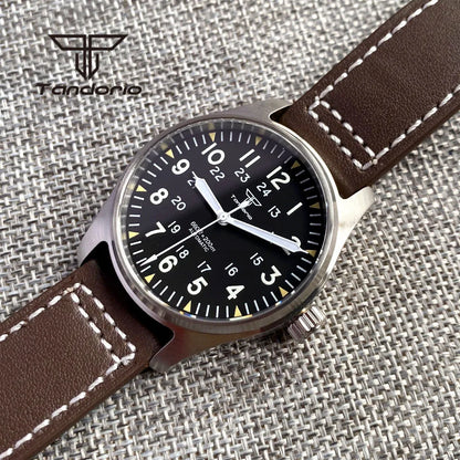 Tandorio 39mm 20BAR Dive Pilot Men's Automatic Steel Watch NH35 Miyota 8215 PT5000 Mechanical AR Sapphire Wristwatch Green Lume