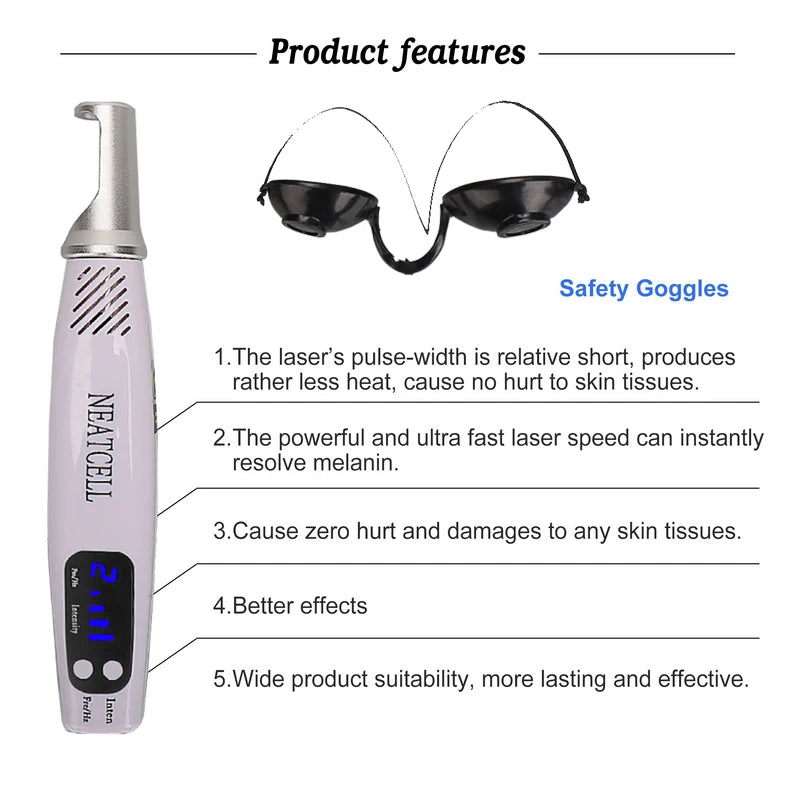 Picosecond Laser Pen Light Therapy Tattoo Scar Mole Freckle Removal Dark Spot Remover Machine Skin Care Beauty Device Neatcell