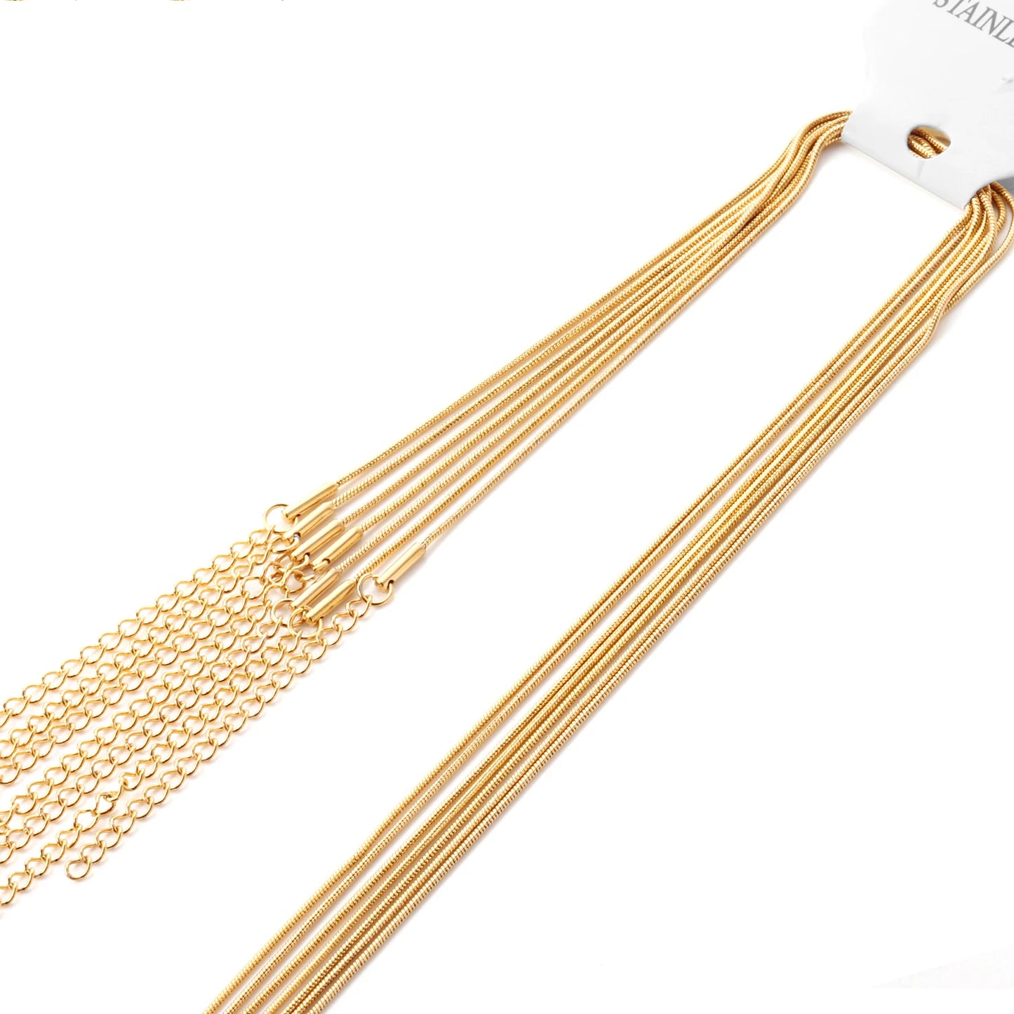 LUXUKISSKIDS 10pcs 1/2mm 45+5cm Round Snake Chain Necklace Men Women Stainless Steel Cuban Chain Necklaces For Jewelry DIY