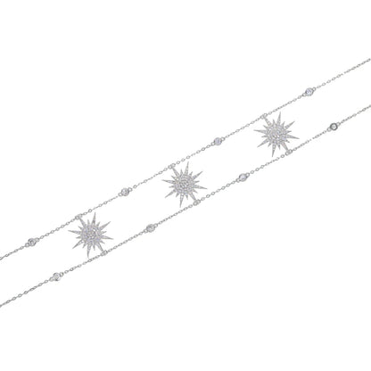 2025 New Arrived Women Girl Gorgeous Delicate White Cz Paved 3pcs North Star Charm Choker Necklaces Luxury Party Jewelry Gifts