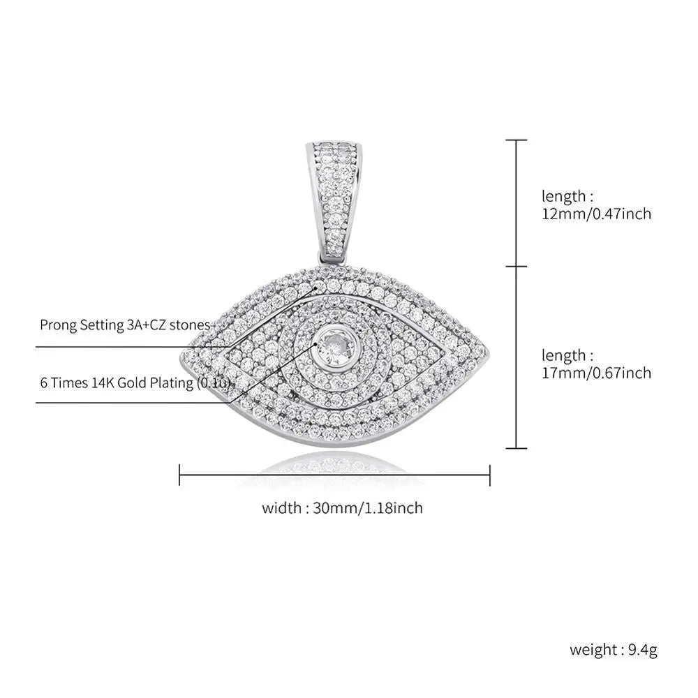 TOPGRILLZ Evil Eye Pendant Necklace Iced Out Micro Pave Cubic Zirconia Pendant Hip Hop Rock Fashion Jewelry For Gift Men Women
