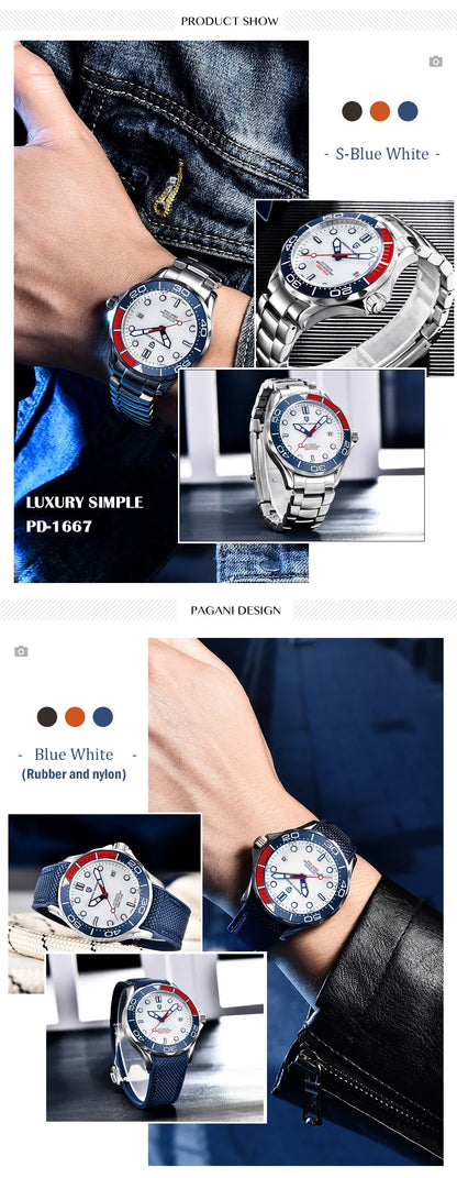 2025 New PAGANI DESIGN 007 Men's Watches Luxury Automatic Watch For Man Mechanical Wristwatches NH35 Men Gift AR Sapphire Mirror