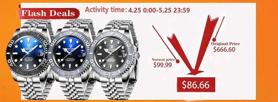 PAGANI DESIGN Top Brand Men's Mechanical Watch Japanese Movement 100m Waterproof Sapphire Glass Men's Automatic Watch
