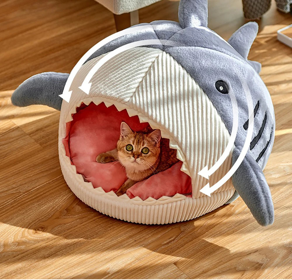 Enclosed Warm Cat Bed For Portable Pet Beds Sweet Kittens Basket Cushion Cat Pillow Mat Tent Puppy Nest Cave Cats House Goods