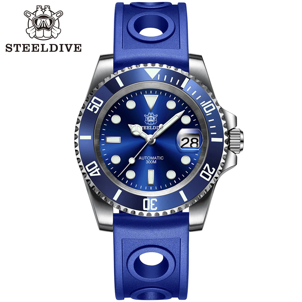 SD1953 STEELDIVE Brand Ceramic Bezel 41mm Steeldive 30ATM Water Resistant NH35 Automatic Mens Dive Watch Reloj with Milled Clasp