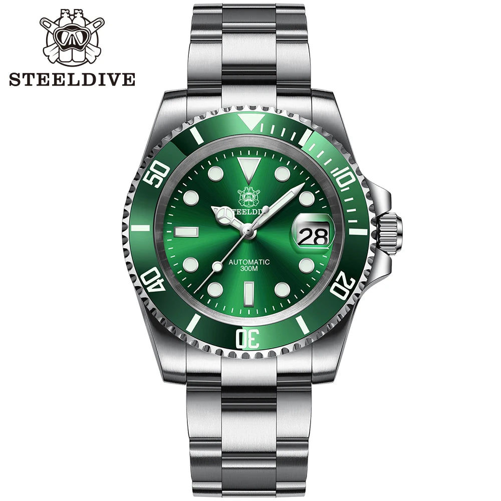 SD1953 STEELDIVE Brand Ceramic Bezel 41mm Steeldive 30ATM Water Resistant NH35 Automatic Mens Dive Watch Reloj with Milled Clasp