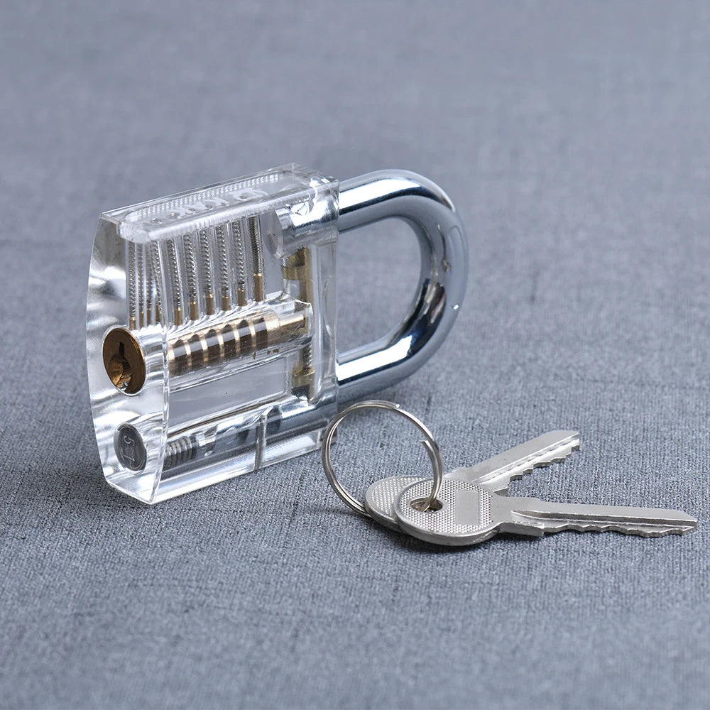 KAK Transparent Visible Pick Cutaway Practice Padlock Lock With Broken Key Removing Hook Kit Extractor Set Locksmith Wrench Tool