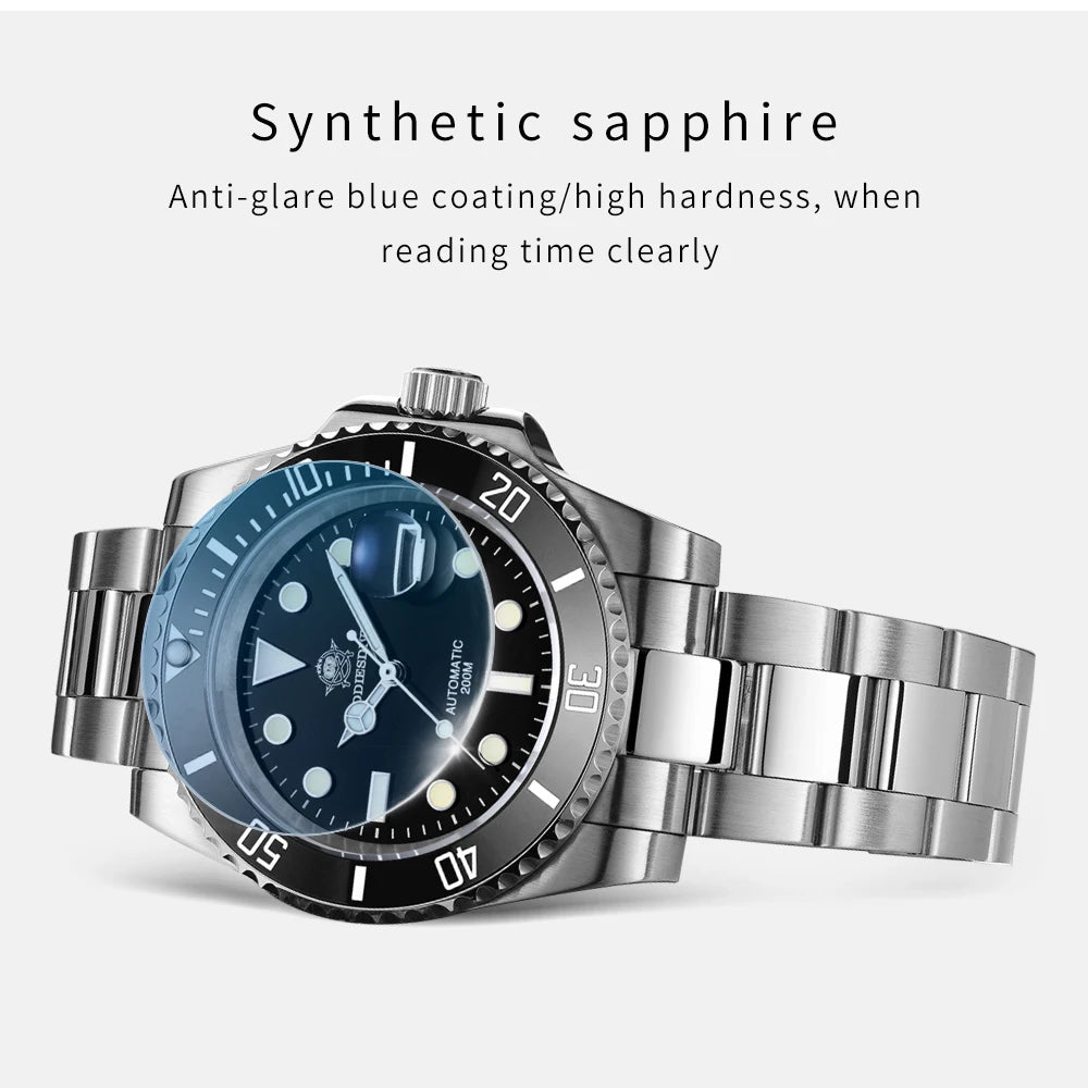 ADDIESDIVE NH35 Movement Automatic Watch Sapphire Crystal Mechanical Wristwatch 200m Diving Super Luminous Watches reloj hombre