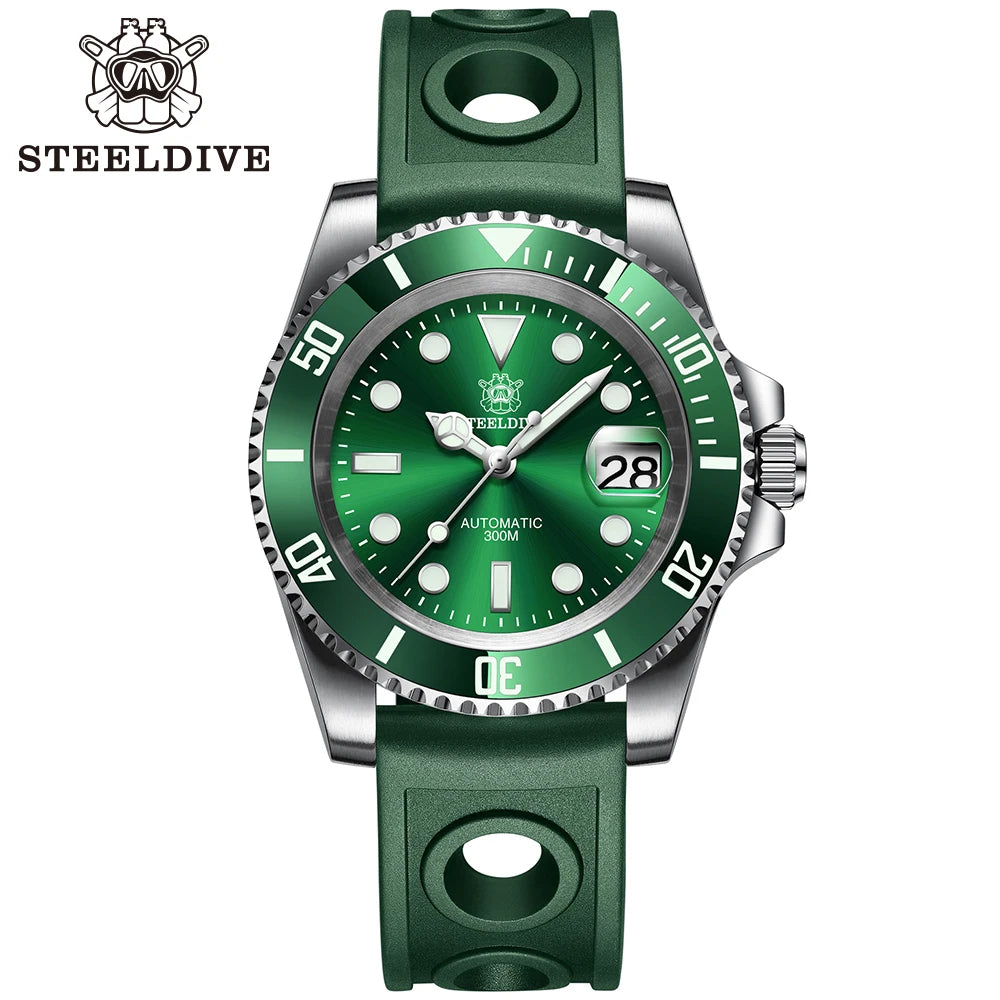SD1953 STEELDIVE Brand Ceramic Bezel 41mm Steeldive 30ATM Water Resistant NH35 Automatic Mens Dive Watch Reloj with Milled Clasp