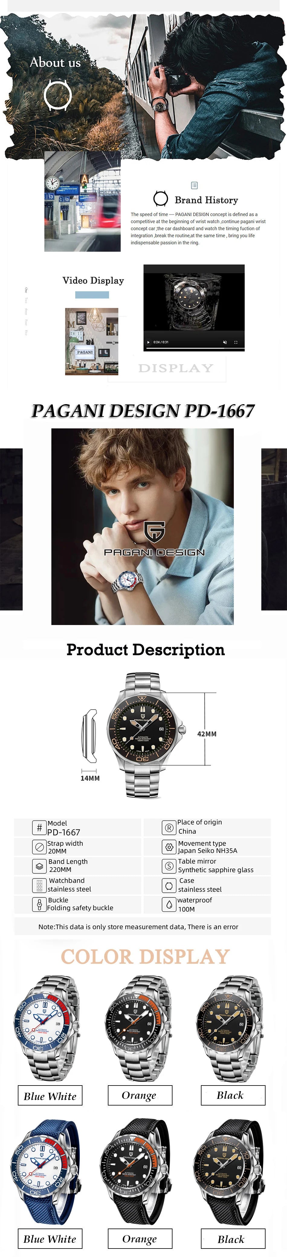 2025 New PAGANI DESIGN 007 Men's Watches Luxury Automatic Watch For Man Mechanical Wristwatches NH35 Men Gift AR Sapphire Mirror