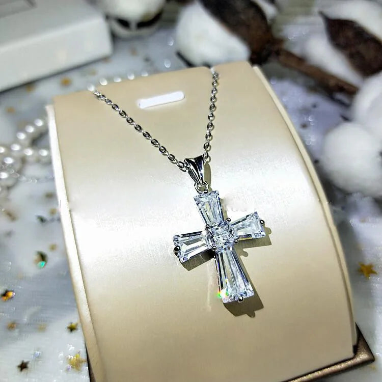 CAOSHI Aesthetic Cross Necklace for Women Charming Zirconia Trendy Party Accessories Personalized Female Jewelry Wholesale Bulk