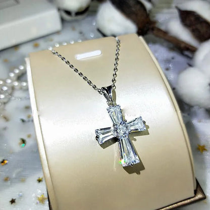 CAOSHI Aesthetic Cross Necklace for Women Charming Zirconia Trendy Party Accessories Personalized Female Jewelry Wholesale Bulk