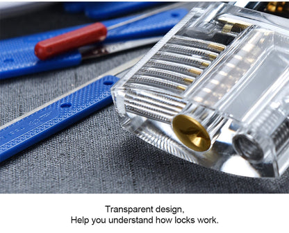 KAK Transparent Visible Pick Cutaway Practice Padlock Lock With Broken Key Removing Hook Kit Extractor Set Locksmith Wrench Tool