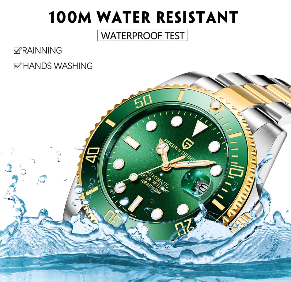 PAGANI DESIGN Top Brand Men's Mechanical Watch Japanese Movement 100m Waterproof Sapphire Glass Men's Automatic Watch