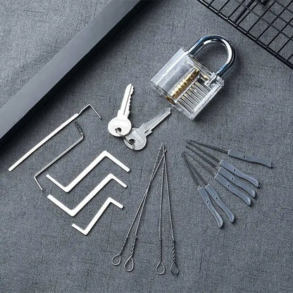 KAK Transparent Visible Pick Cutaway Practice Padlock Lock With Broken Key Removing Hook Kit Extractor Set Locksmith Wrench Tool