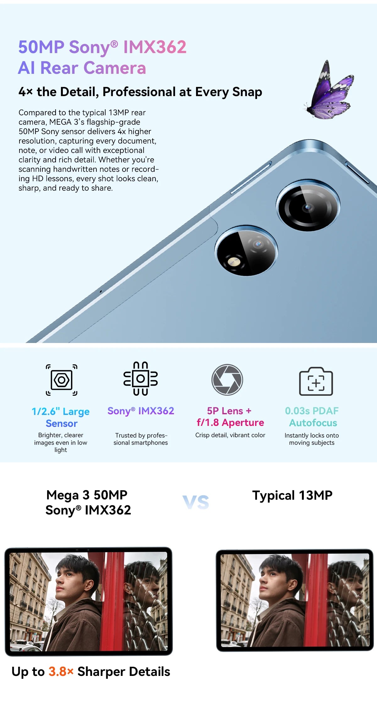 Blackview MEGA 3 Tablet - 12.1" 2.5K 90Hz Display Android 15 12GB 256GB 50MP Camera 8800mAh 33W Fast Charging