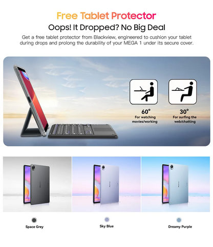 【World Premiere】Blackview MEGA 1 Tablet 11.5 inch 2.4K 120Hz Display 8GB 256GB 50MP+13MP Camera 8800mAh 33W Fast Charging Pad P