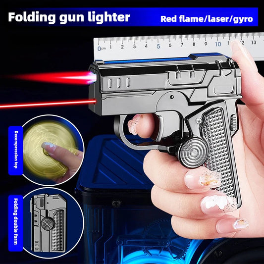 Personalized Folding Fidget Spinner Decompression Inflatable Lighter, Metal Windproof Red Flame Fashionable Cigarette Lighter