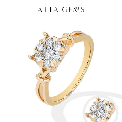 ATTAGEMS Classical  0.2ct Moissanite Ring For Women Flower Cluster Design D VVS1 925 Sterling Silver Wedding Rings Fine Jewelry
