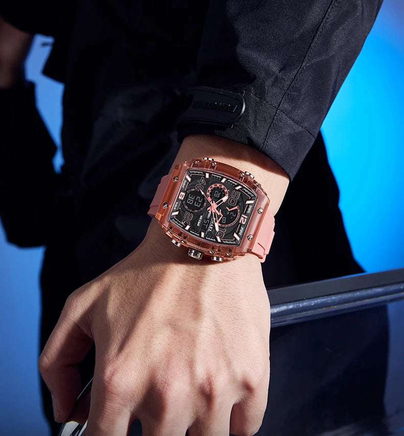 SMAEL Brand 8109 New electronic watch fashion square dual display waterproof luminous Multi-color For Men