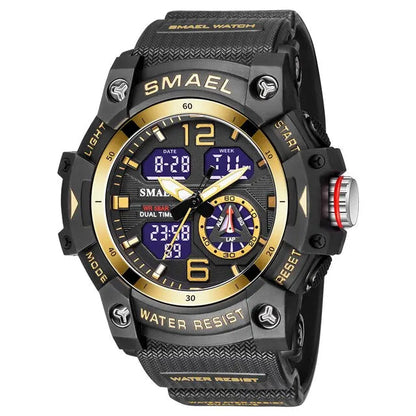 SMAEL 8007 Military Sport Watch – LED Digital Dual Time, Waterproof Men's Wristwatch