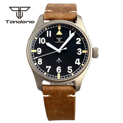 Tandorio Titanium Ultralight Dive 39mm Men's Pilot Watch Automatic Miyota 8215/PT5000 Movt AR Sapphire 20BAR Waterproof Luminous