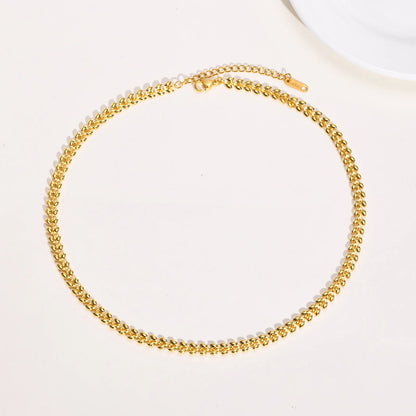 Vnox Chic Wheat Chain Choker Necklaces for Women, Gold Color Stainless Steel Links Neck Collar Gift to Her Jewelry