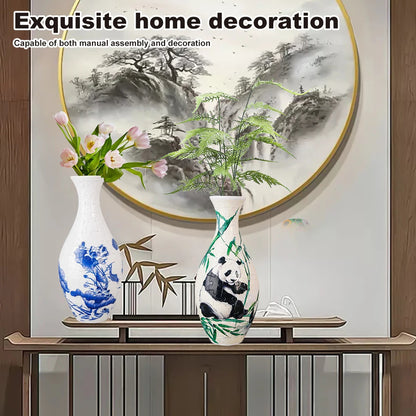Puzzle  Blue and White Porcelain Design Made Plastic Home Decoration and Flower Arrangement Housewarming Kids Toys Xmas Gifts