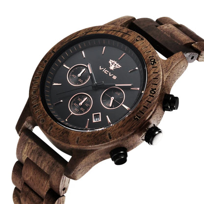VICVS Wooden Quartz Watch Men Watches Casual Wristwatch For Men Unique Gift