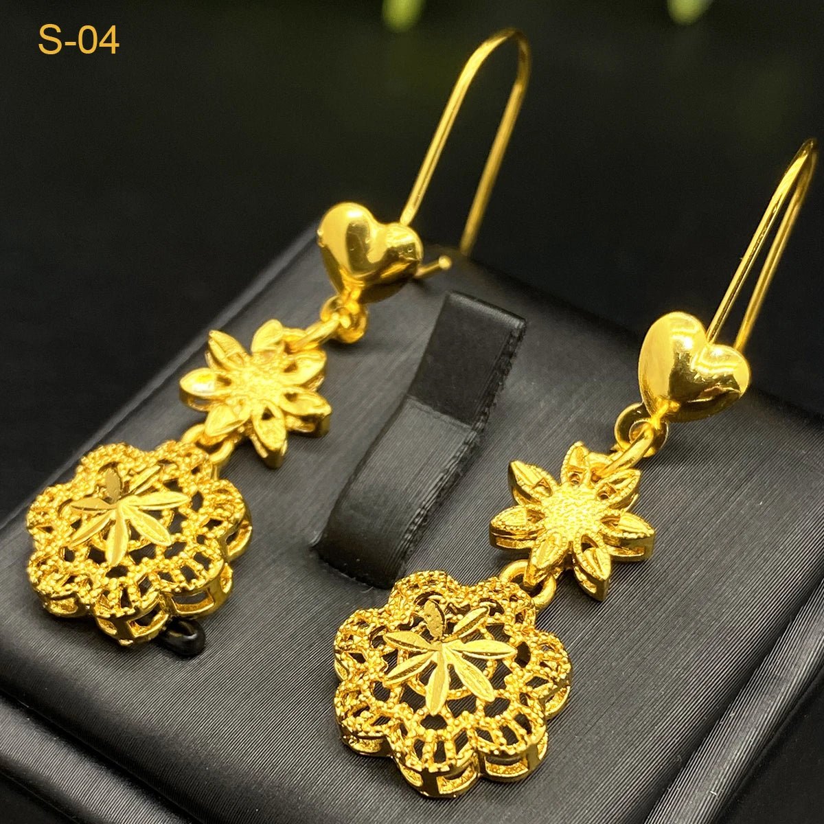 ANIID Indian 24k Gold Color Flower Shape Necklace Earrings Bracelet Ring Set Elegant Bridal Wedding Jewelry Sets for Dubai Lady