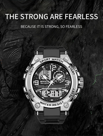 SANDA Men Sports Quartz Watches Dual Display LED Electronic Digital Wristwatches Waterproof Military Watch Relogios Masculino