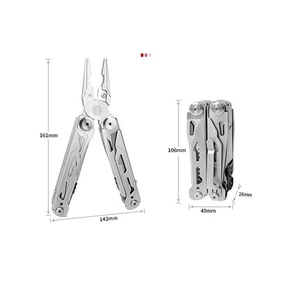 TRALOW Multi Functional Tool Pliers 28 in 1 Stainless Steel Foldable with Thread Cutter Knife Saw Screwdriver for Camping Repair