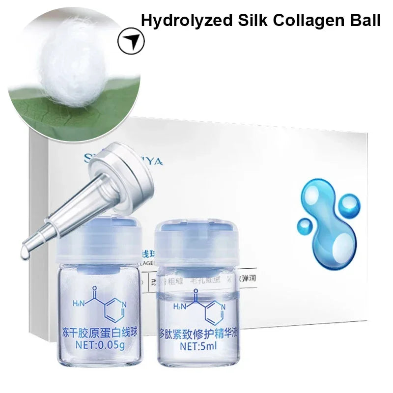 Korea Facial Hydrolyzed Silk Protein Collagen Thread Ball Serum Moisturiz Hydration Lifting Firm Fine Lines Essence SkinCare