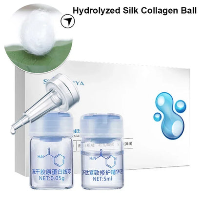 Korea Facial Hydrolyzed Silk Protein Collagen Thread Ball Serum Moisturiz Hydration Lifting Firm Fine Lines Essence SkinCare
