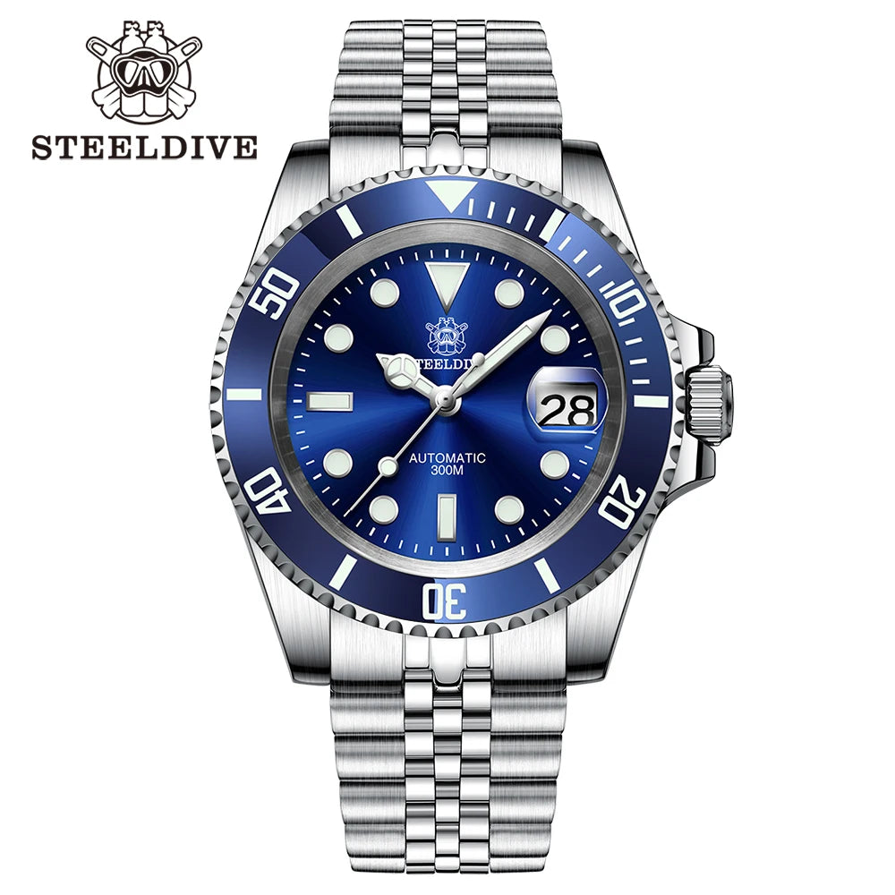 SD1953 STEELDIVE Brand Ceramic Bezel 41mm Steeldive 30ATM Water Resistant NH35 Automatic Mens Dive Watch Reloj with Milled Clasp