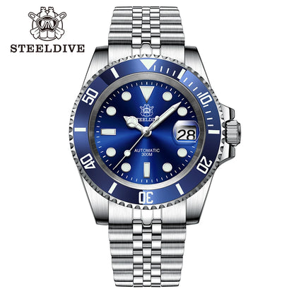 SD1953 STEELDIVE Brand Ceramic Bezel 41mm Steeldive 30ATM Water Resistant NH35 Automatic Mens Dive Watch Reloj with Milled Clasp