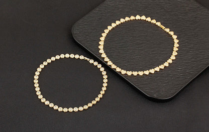 Nidin New Arrival Romantic Heart/Round Shape Shiny Crystal Zircon Chain Necklace For Women Female Valentine's Day Jewelry Gifts