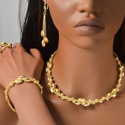 Pearl Pendant 4pcs Jewelry Set – Necklace, Bracelet, Earrings & Ring
