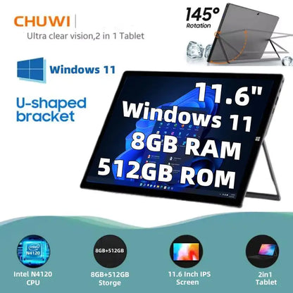 CHUWI Type-C 11.6" Windows 11 Tablet - 8GB RAM 512GB SSD Intel Celeron N4120 1920x1080 IPS