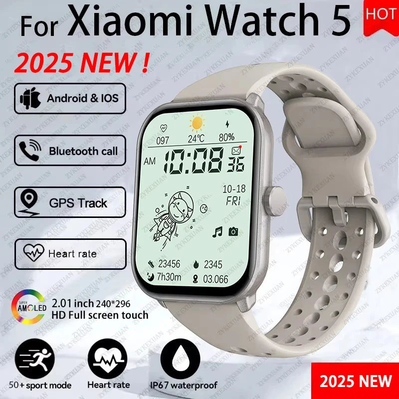 For Xiaomi Watch 5 Smart Watch Men HD AMOLED Display Heart Rate Bluetooth Call GPS Tracking Waterproof Sports Women Smart Watch