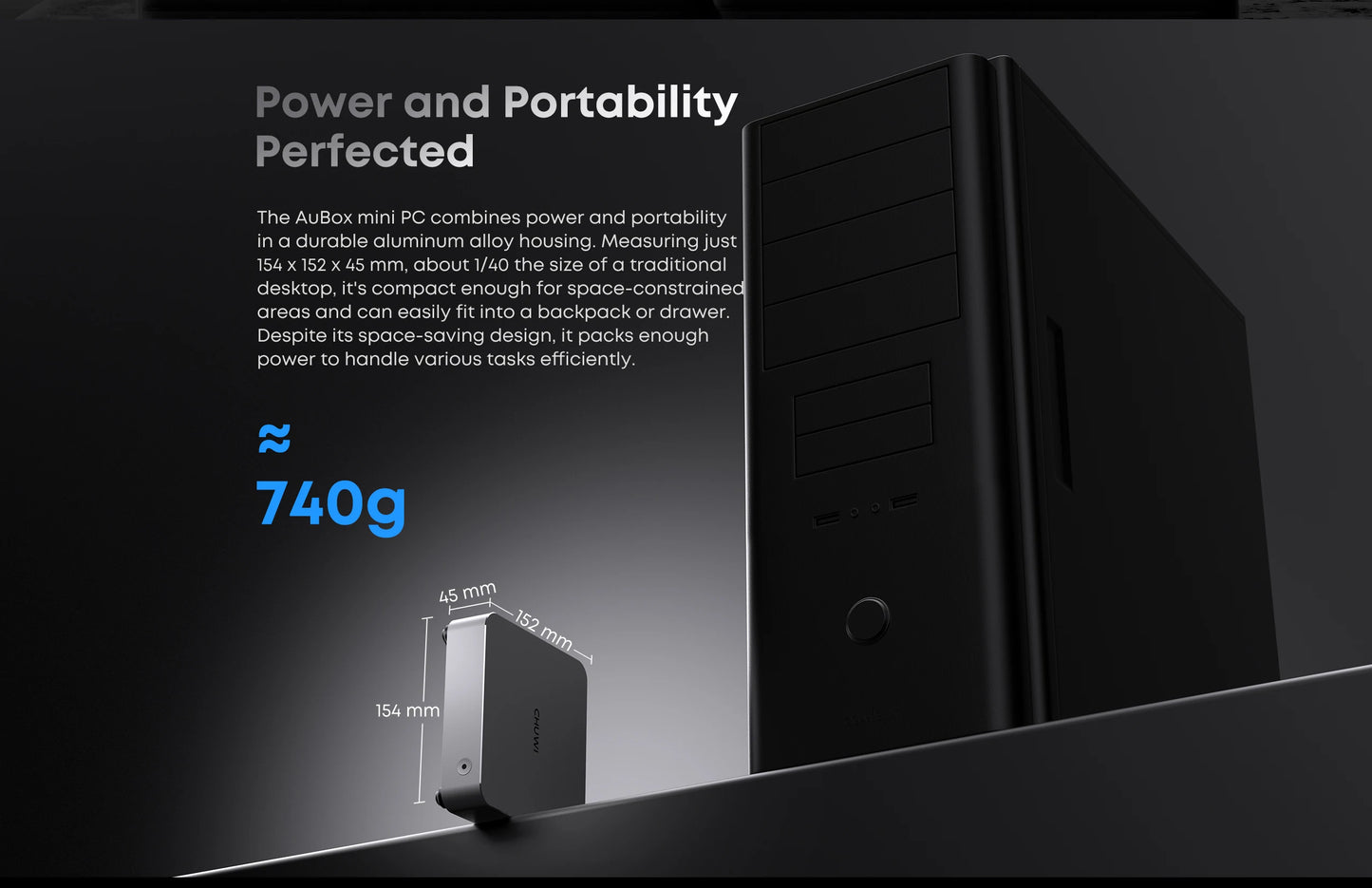 CHUWI AuBox Mini PC i9-13900HK 14 Cores 32GB DDR4 1TB SSD 16GB DDR5 512 SSD Windows 11 Pro WiFi 6 BT 5.2 Extend M.2 1T*2 Desktop