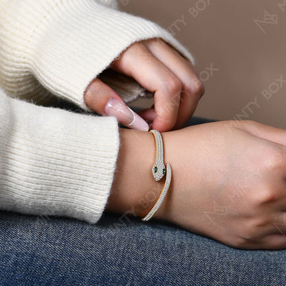 MINTYBOX Snake S925 Silver Moissanite Bracelets for Women Lab Diamond 16-19cm 18k Gold Plated Wedding Luxury Fine Jewelry Gift