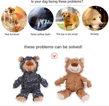 Dog Toy Dog Companion For Heavy Chewers Indestructible Plush Dog Toy For Large Dogs Indestructible Sturdy Bear Dog Squeaky Toy