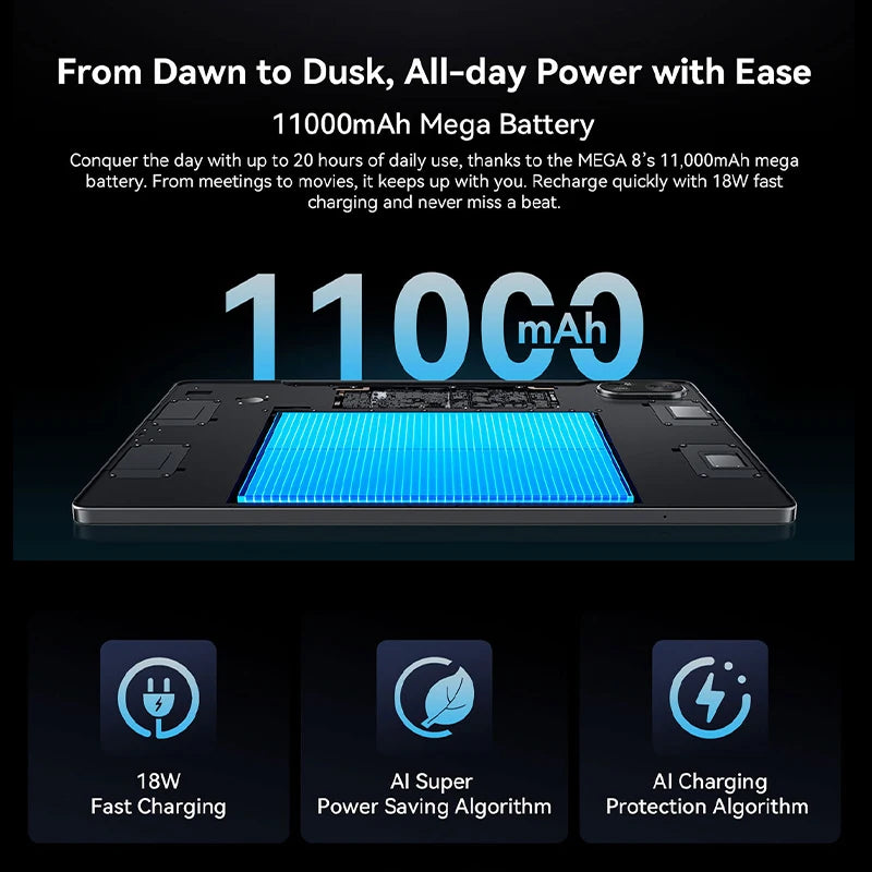 Blackview MEGA 8 Tablet - 13" FHD+ 90Hz Display Android 15 11000mAh 50MP Camera 4G Pad PC