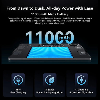 Blackview MEGA 8 Tablet - 13" FHD+ 90Hz Display Android 15 11000mAh 50MP Camera 4G Pad PC